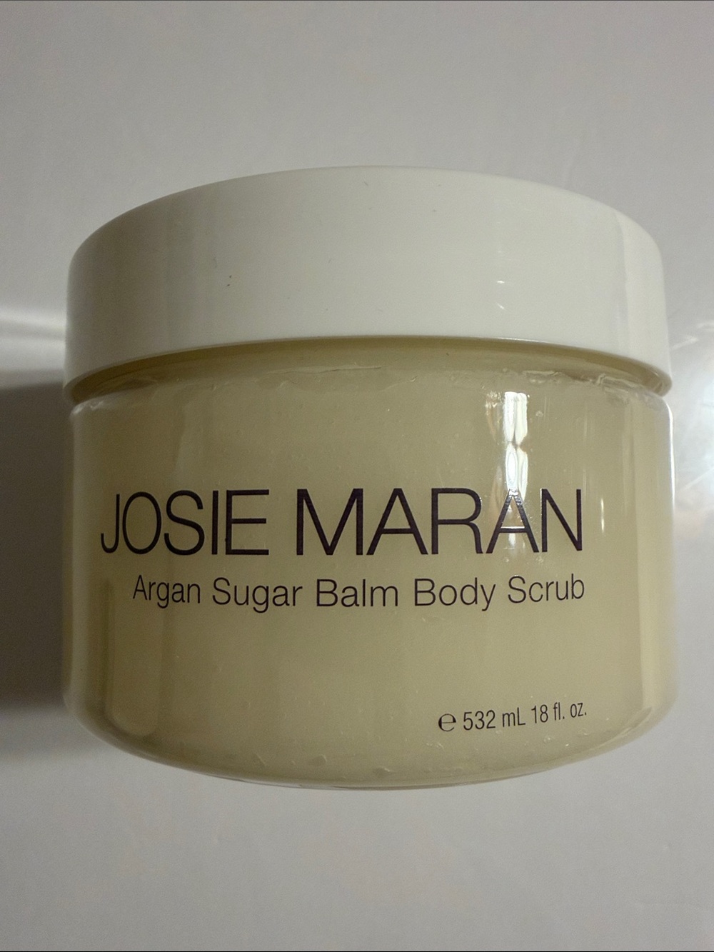 Josie Maran Argan Sugar Balm Body Scrub. Mega Size. 18oz/532ml. Peppermint Bark